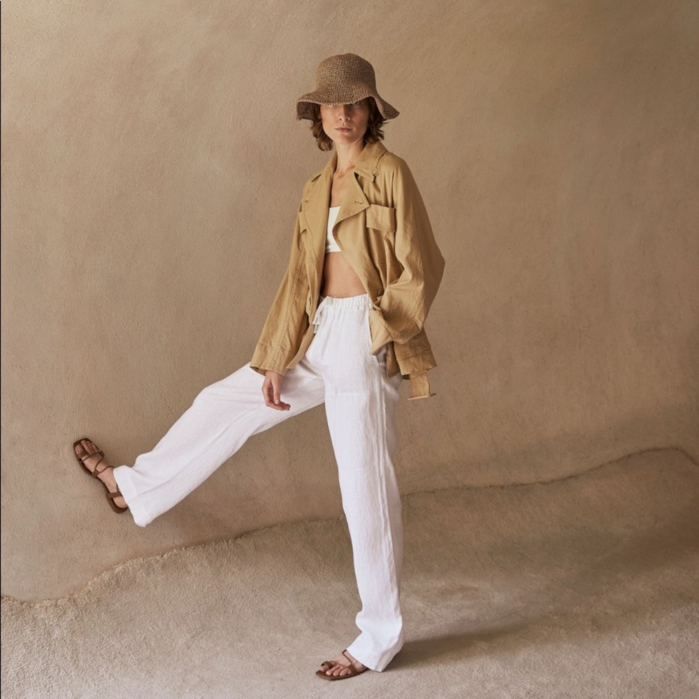 Vintage Tan Straw Bucket Hat